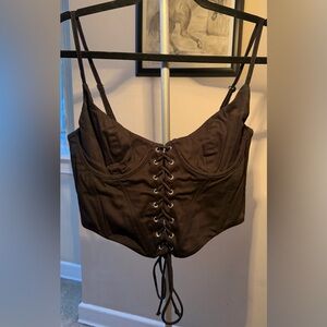 White Fox Boutique Sweet Fantasy Black Lace-Up Corset Top with Adjustable Straps